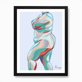 Body Positive Babe With Blue Background Art Print