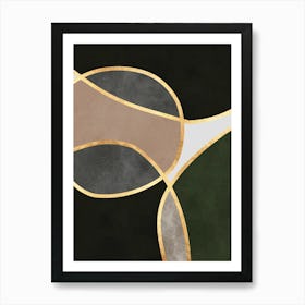 Organic shapes and golden lines 1 Art Print