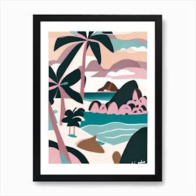 Mamanuca Islands Fiji Muted Pastel Tropical Destination Art Print