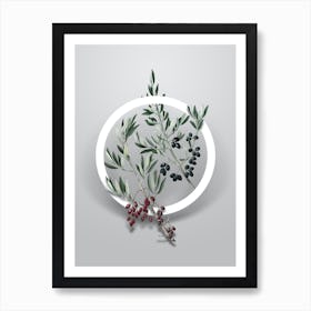 Vintage Wild Olive Minimalist Flower Geometric Circle on Soft Gray n.0025 Art Print