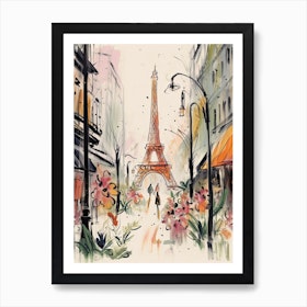 Paris, Flower Collage 2 Art Print
