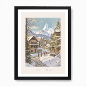 Vintage Winter Poster Zermatt Switzerland 4 Poster