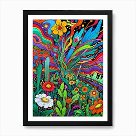 Psychedelic Flower Garden Art Print