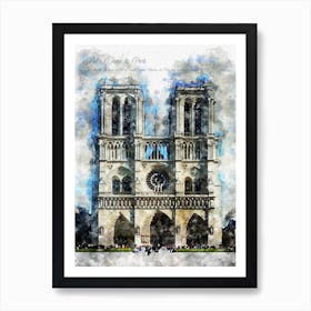 Notre Dame, Paris, Watercolor Art Print