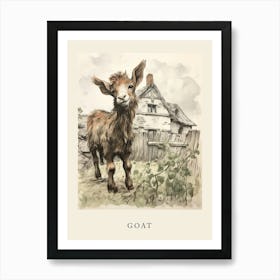 Beatrix Potter Inspired  Animal Watercolour Goat 1 Art Print