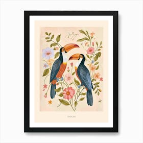 Folksy Floral Animal Drawing Toucan Poster Art Print