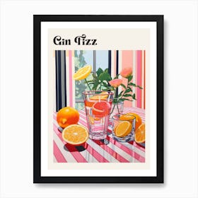Gin Fizz Retro Cocktail Poster Art Print