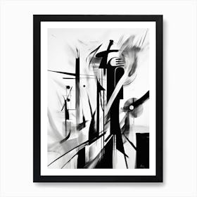 Enigmatic Encounter Abstract Black And White 8 Art Print