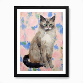 A Ragdoll Cat Painting, Impressionist Painting 3 Art Print