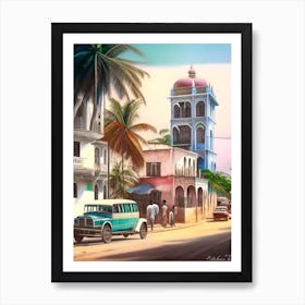 Mombasa Kenya Soft Colours Tropical Destination Art Print