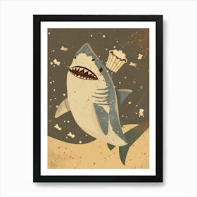 A Shark & Popcorn Muted Pastels 1 Art Print