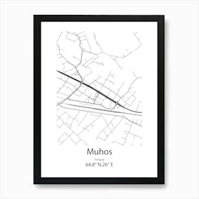 Muhos,Finland Minimalist Map Art Print