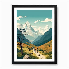 Great Himalaya Trail Nepal 2 Vintage Travel Illustration Art Print