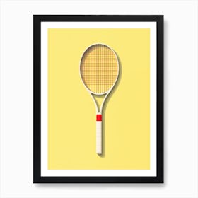 Tennis Racket On Yellow Background Art Print