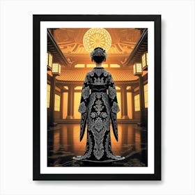 Geisha By A Temple Art Print