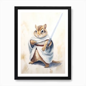 Chipmunk As A Jedi Watercolour 1 Art Print