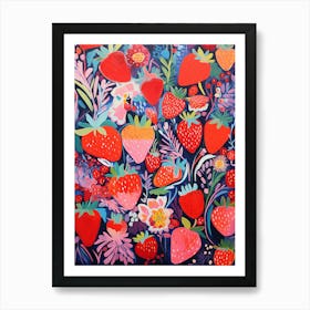 Abstract Strawberry Garden Art Print