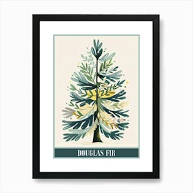 Douglas Fir Tree Illustration Flat 4 Poster Art Print