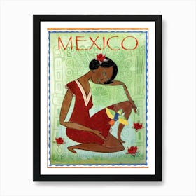 Mexico, Mexican Traditional Art, Woman With A Bird Art Print