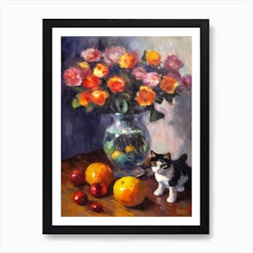 Anemone With A Cat 3 Art Print