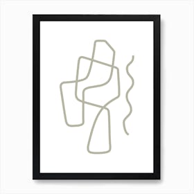 Linear Abstraction In Olive Green 2 Art Print