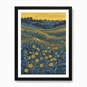 Sunflower field - Vincent van Gogh Style Art Print