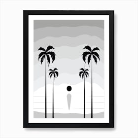 Beach Gray And White Art Print