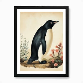 Adlie Penguin Bartolom Island Vintage Botanical Painting 1 Art Print