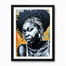 Graffiti Mural Of Beautiful Black Woman 143 Art Print