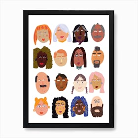 Faces and Races Illustration Art Print