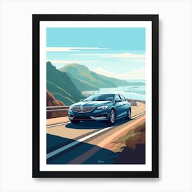 A Bentley Continental Gt In The Pacific Coast Highway Car Illustration 2 Art Print