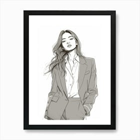 Woman In A Suit Fashion Illustration Art Print