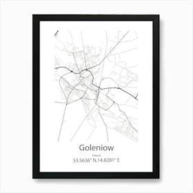 Goleniow,Poland Minimalist Map Art Print