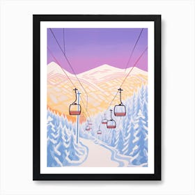 Heavenly Mountain   California:Nevada, Usa, Ski Resort Pastel Colours Illustration 1 Art Print