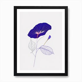 Morning Glory Floral Minimal Line Drawing 1 Flower Art Print