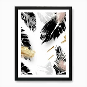 Abstract Black And Gold Feathers Art Print