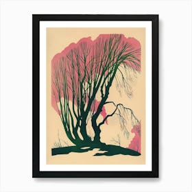 Willow Tree Colourful Illustration 4 Art Print