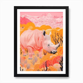 Polka Dot Rhino 1 Art Print