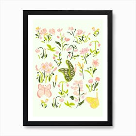 Butterflies and Botanicals Art Print