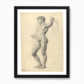 Male Academy Nude, Gustav Klimt Art Print