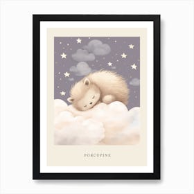 Sleeping Baby Porcupine Nursery Poster Poster