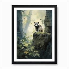 Raccoon Guardians Watercolour 2 Art Print