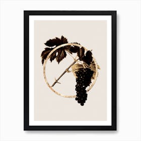 Gold Ring Black Aleatico Grape Glitter Botanical Illustration n.0076 Art Print