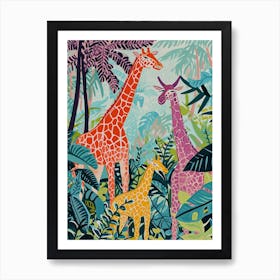 Sweet Giraffe Colourful Illustration 2 Art Print