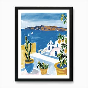 Travel Poster Happy Places Santorini 2 Art Print