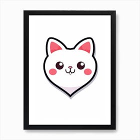 Kawaii Line Drawing Pomeranian Heart Art Print