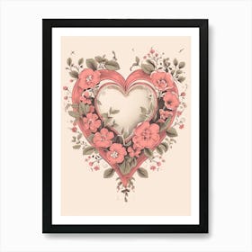 Heart Tree Floral Vintage Illustration 2 Art Print