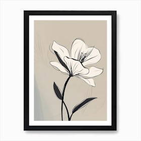 Lilies Line Art Flowers Illustration Neutral 8 Art Print