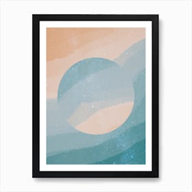 Minimal art abstract watercolor painting of calm blue waves Art Print