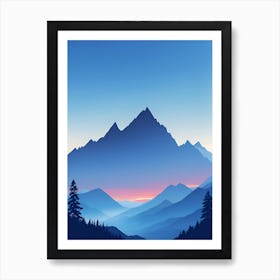 Misty Mountains Vertical Composition In Blue Tone 45 Art Print